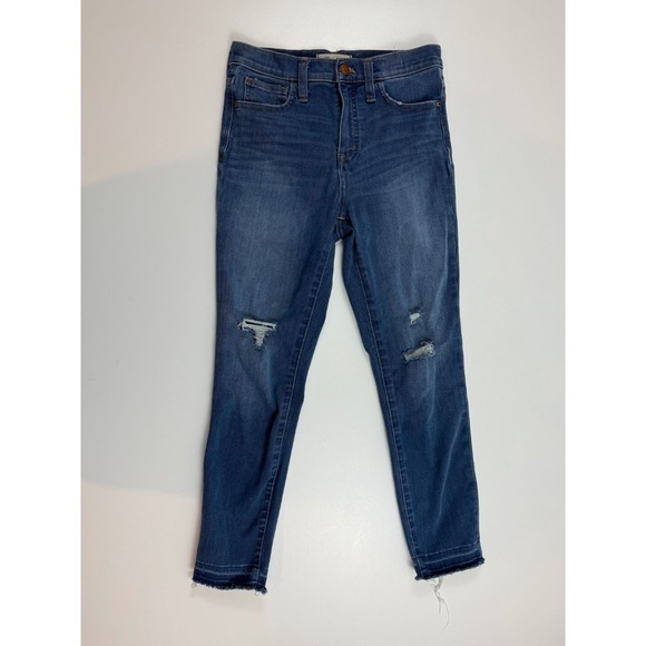 Madewell High-Rise Skinny Jeans Distressed Denim Frayed Hem‎ Size 25 - Picture 1 of 7